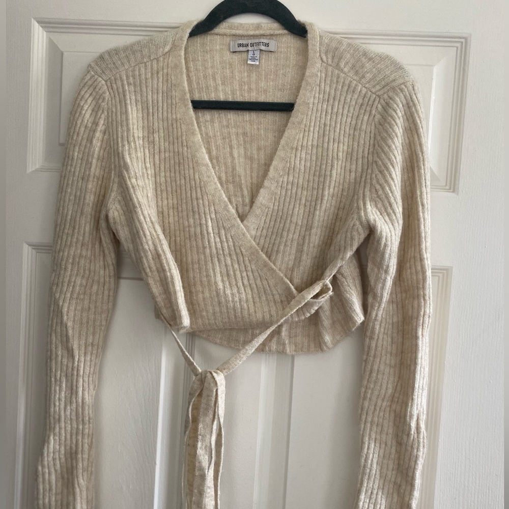 Cropped wrap sweater